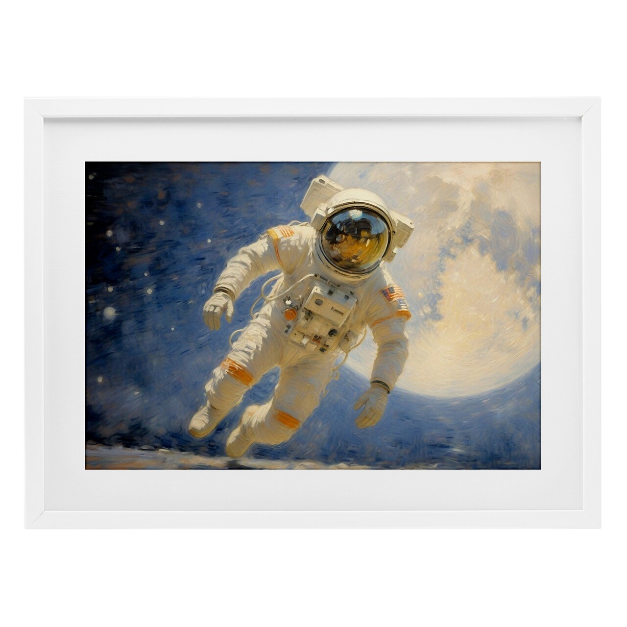 Stupell Industries Astronaut in Vast Galaxy Framed Print Under Glass, design by Angie Hawke